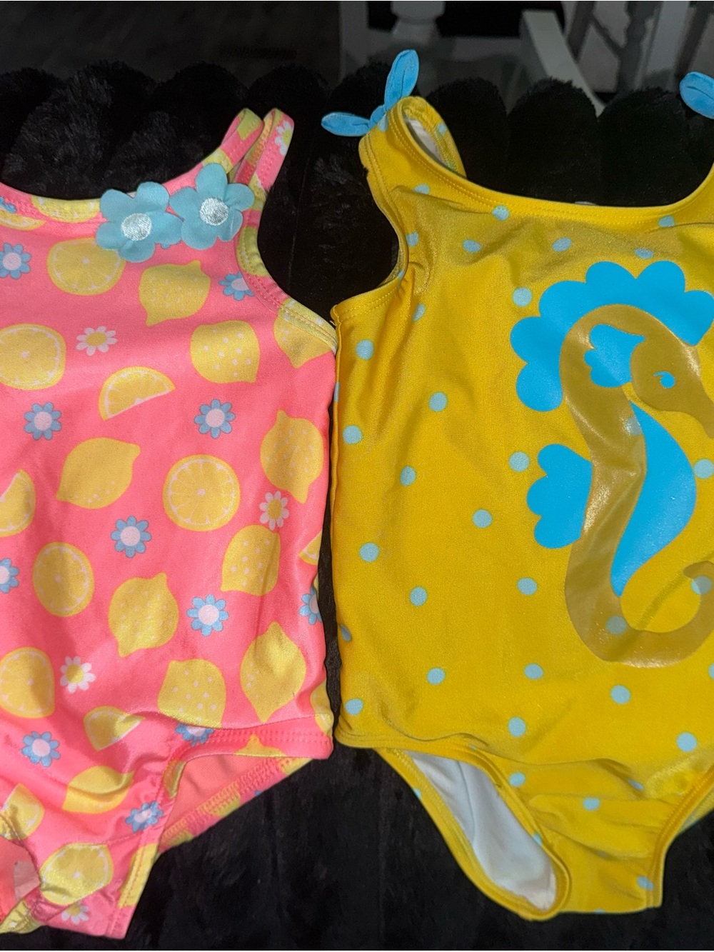 Penelope Mack Pink Lemon Print and Yellow Seahorse One-Piece Swim Set